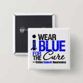 Kolonkarzinom Ich trage eine blaue Schleife für di Button (Vorne & Hinten)
