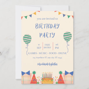 kolorale illustrative Birtdhay-Party Einladung
