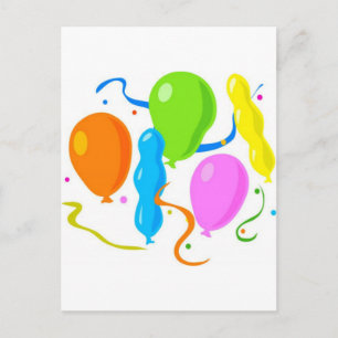 Kolored Birthday Party Balloons Einladungspostkarte