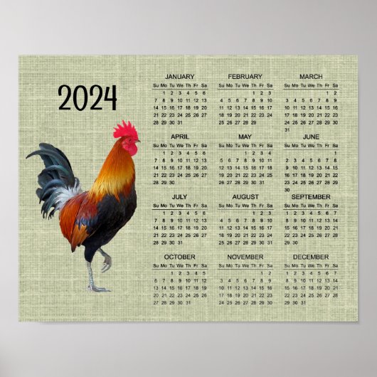 Kolorful Strutting Rooster 2024 Calendar Poster (Vorne)