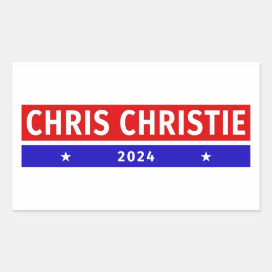 Kolorierte Chris Christie 2024 Wahl Rechteckiger Aufkleber (Vorderseite)