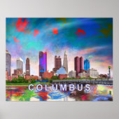 Kolorierte Kolumbus Ohio Skyline Abstrakte Kunst Poster (Vorne)