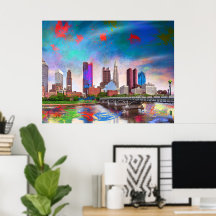 Kolorierte Kolumbus Ohio Skyline Abstrakte Kunst