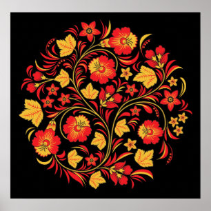 Kolossale Druck Russuan Volkskunst Khokhloma Poster