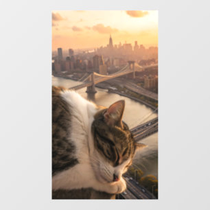 kolossale Katze schläft wie eine ganze Stadt Fensteraufkleber