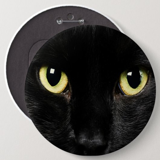KOLOSSALE schwarze Katze Pinback knöpft Button (Vorne & Hinten)