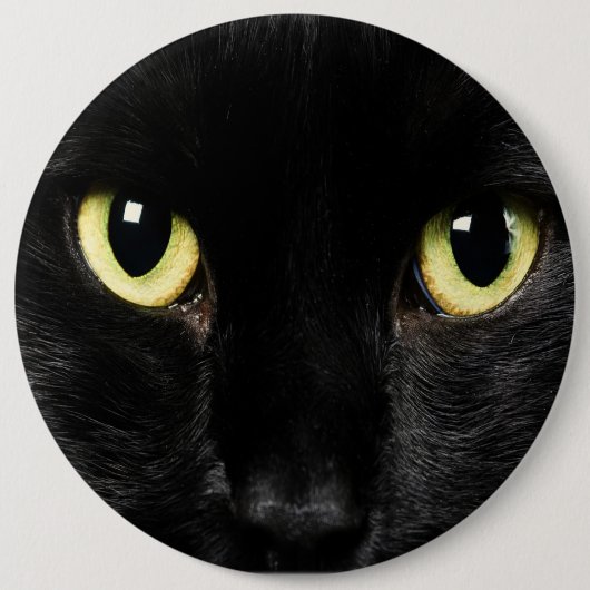 KOLOSSALE schwarze Katze Pinback knöpft Button (Vorderseite)