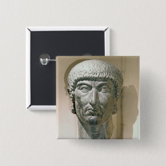 Kolossaler Kopf des Kaisers Constantine I Button (Vorne & Hinten)