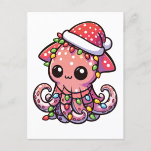 kolossaler Tintenfisch Frohe Weihnachtswintertiere Feiertagspostkarte