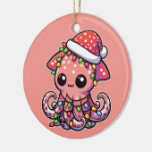 kolossaler Tintenfisch Frohe Weihnachtswintertiere Keramik Ornament (Links)