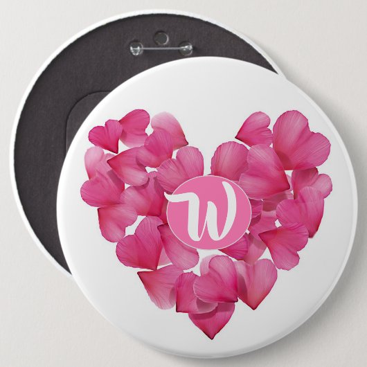 Kolossales Abzeichen mit Rose-Blütenblättern in Mo Button (Vorne & Hinten)