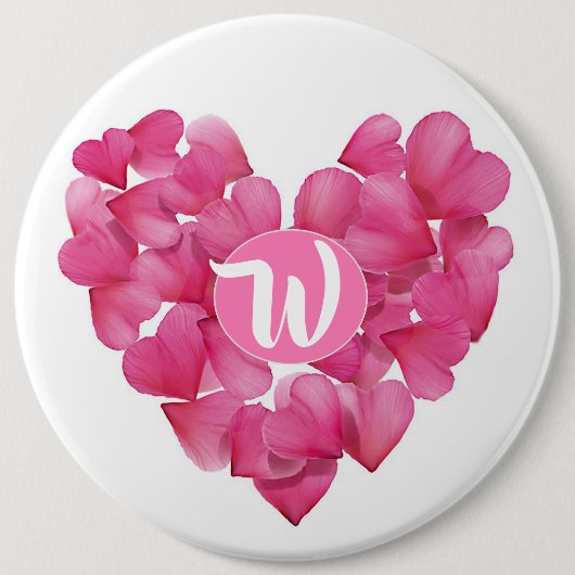 Kolossales Abzeichen mit Rose-Blütenblättern in Mo Button (Vorderseite)