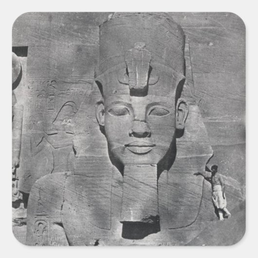 Kolossalstatue von Ramesses II in Abu Simbel, 1850 Quadratischer Aufkleber (Vorderseite)