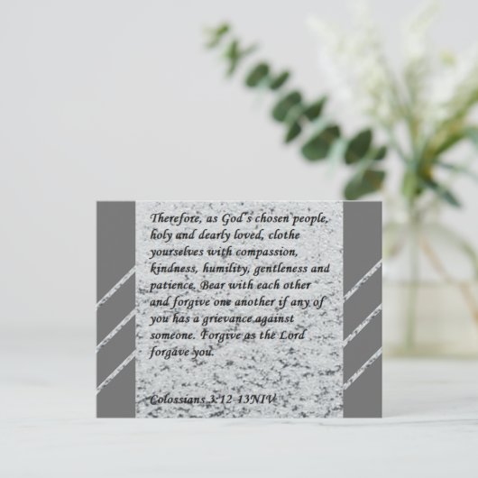 Kolosse 3:12-13 "Scripture Post Card" Postkarte (Stehend Vorderseite)