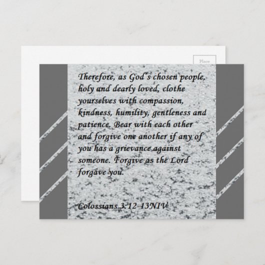 Kolosse 3:12-13 "Scripture Post Card" Postkarte (Vorne/Hinten)