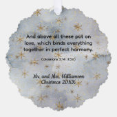 Kolosser 3:14 Liebe und Harmonie  Ornament Karte (Vorderseite)