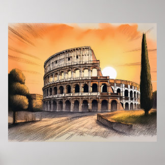 Kolosseum in Rom Italien bei Sonnenuntergang  Poster