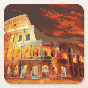 Kolosseum Italien Rom Reise Kunst Vintage Rechteckiger Pappuntersetzer