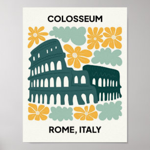 Kolosseum Rom Italien abstrakt Reise floral Kunst Poster