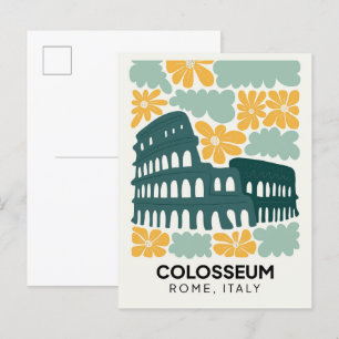 Kolosseum Rom Italien abstrakt Reise floral Kunst Postkarte