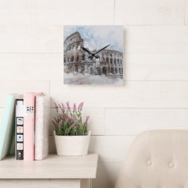 Kolosseum Rom Italien Quadratische Wanduhr