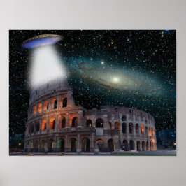 Kolosseum Rom Italien trifft Raum und UFO Poster