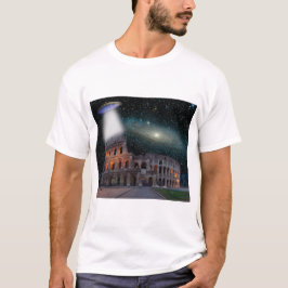 Kolosseum Rom Italien trifft Raum und UFO T-Shirt