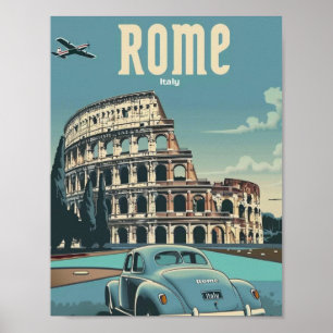 Kolosseum Rom Italien Vintage Berühmter Reiseort Poster