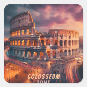 Kolosseum Rom Italien Vintage Reise Quadratischer Aufkleber