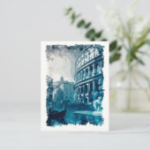 Kolosseum Rom Italien Vintages Abstraktes Reisen Postkarte (Stehend Vorderseite)