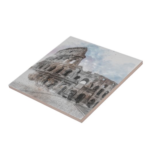 Kolosseum Watercolor Rom Italien Fliese (Seite)