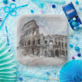 Kolosseum Watercolor Rom Italien Pappteller (Party)