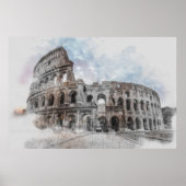 Kolosseum Watercolor Rom Italien Poster (Vorne)