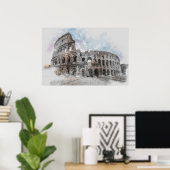 Kolosseum Watercolor Rom Italien Poster (Heimbüro)
