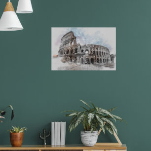 Kolosseum Watercolor Rom Italien Poster