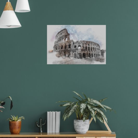 Kolosseum Watercolor Rom Italien Poster (Wohnzimmer 1)