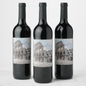 Kolosseum Watercolor Rom Italien Weinetikett (Flaschen)
