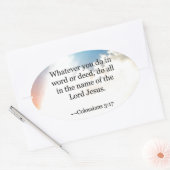 Kolossian 3:17, Christliche Bibelschrift Ovaler Aufkleber (Umschlag)