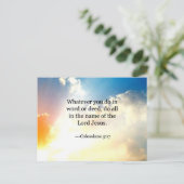 Kolossian 3:17, Christliche Bibelschrift Postkarte (Stehend Vorderseite)