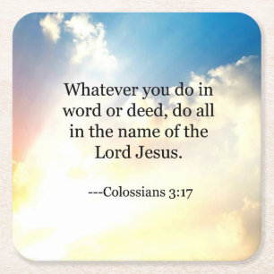 Kolossian 3:17, Christliche Bibelschrift, Rechteckiger Pappuntersetzer