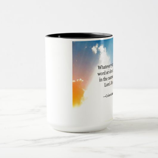 Kolossian 3:17, Christliche Bibelschrift Tasse (Zentrum)