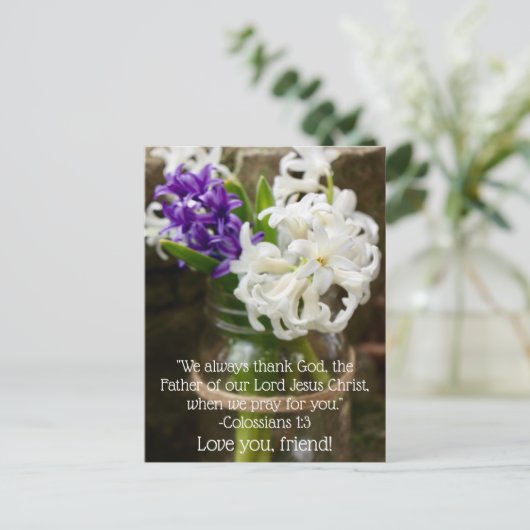 Kolossians 1:3 Hyacinth Postcard Postkarte (Stehend Vorderseite)
