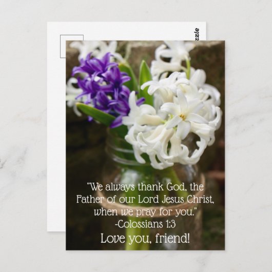 Kolossians 1:3 Hyacinth Postcard Postkarte (Vorne/Hinten)