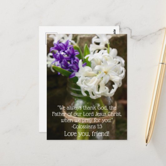Kolossians 1:3 Hyacinth Postcard Postkarte (Vorderseite/Rückseite Beispiel)