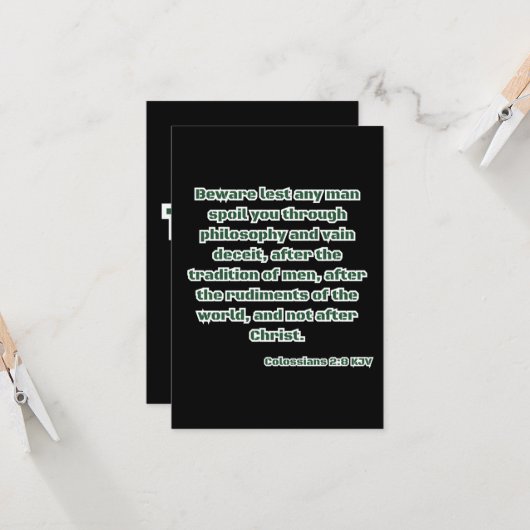 Kolossians 2:8 KJV Bible Verse Begrüßung Karte (Vorderseite/Rückseite Beispiel)