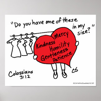 Kolossians 3:12 Red Heart Poster