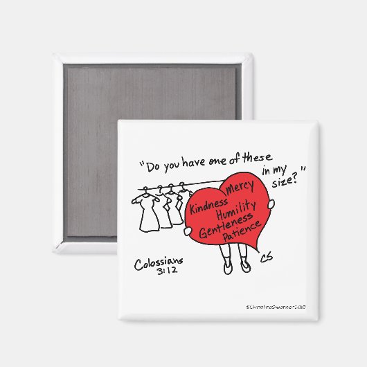 Kolossians 3:12 Rotes Herz Magnet (Vorderseite/Rückseite)