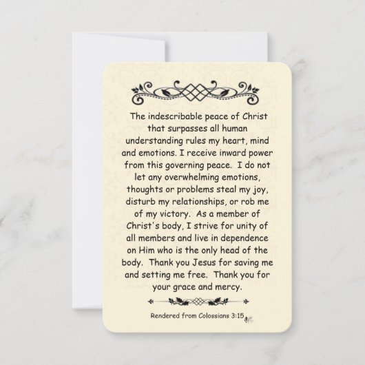 Kolossians 3:15 Scripterkarte Vintag (Vorderseite)