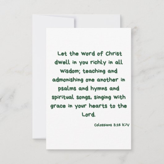 Kolossians 3:16 KJV Bible Verse Flat Greeting Karte (Vorderseite)