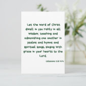 Kolossians 3:16 KJV Bible Verse Flat Greeting Karte (Stehend Vorderseite)